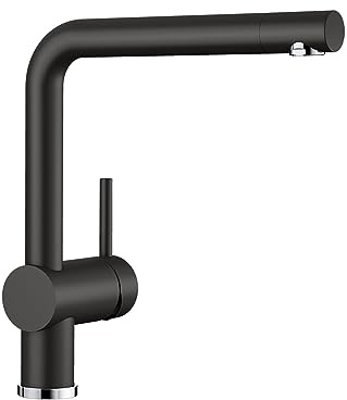 BLANCO Linus | Kitchen Mixer tap in silgranit Black | High-Pressure | Non-Return Valve | Ceramic Cartridge | Assured Water Quality & Water-Saving | [11x26.6x28.2 cm]