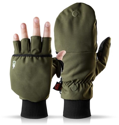 THE HEAT COMPANY - Heat 2 Softshell - Fingerloser Handschuh und Fäustling in einem - Premium Qualität - warme Winterhandschuhe & Fahrradhandschuhe - gegen Kälte bei Sport, Arbeit & Outdoor