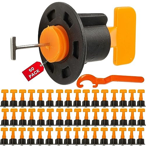 Kit distanziatori livellanti per fughe da 2-8 mm e piastrelle di spessore 5-18 mm, 50 distanziatori per piastrelle, set riutilizzabile di cunei livellamento ed estrattori per piastrellisti, leveling