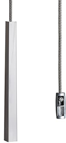 Metallic Silver Light Pull Cord, String and Handle. Slimline, Subtle Cube Minimalist Design. Choice of Cord Colour. (Metallic Silver Cord)