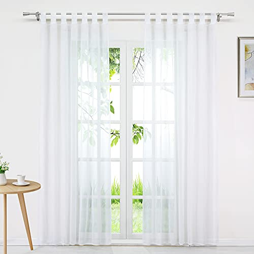 Joyswahl Dolly Gardine in Leinen-Optik transparenter Vorhang »Enna« Unifarbiges Schals Wohnzimmer Fensterschal BxH 140x245cm Weiß mit Schlaufen 1 Stück