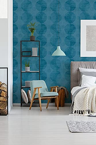 A.S. Création Tapete mit Kreisen Attractive geometrisch grafisch Vliestapete mit Glitzereffekt blau matt glänzend strukturiert 378325