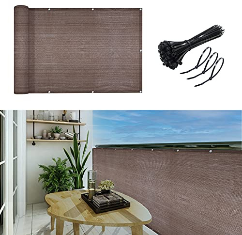 GardenLux 3'x13'Balcony Privacy Screen Cover Fence Cover UV Protection Weatherproof Windscreen Heavy Duty for Patio, Backyard,Brown