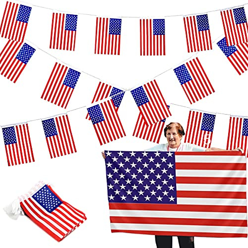 Amerikanische Flagge 90 x 150cm, Lebendige Farbe Amerika Fahne, Flagge USA, Amerikanische Banner, USA-Nationalflaggen-Set für Unabhängigkeitstag, Themenpartys, Paraden, Dekorationen