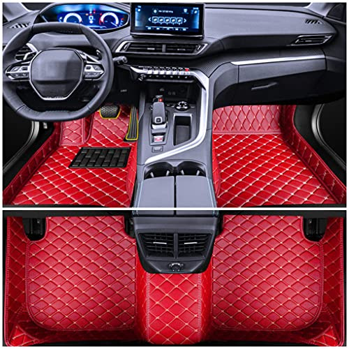 Muchkey Auto Fußmatten Passen für O p e l | Astra GTC Cascada Zafira Karl Corsa Adam Mokka Meriva Crossland x Insignia Cargo Vivaro Movano Anpassen Leder Fussmatten Rot