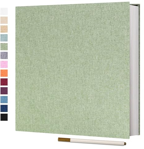 Vienrose Photo Album Self Adhesive 4x6 5x7 3x5 8.5x11 Scrapbook Album DIY Scrap Book with A Metallic Pen (33x32CM60Pages, Grassgreen)