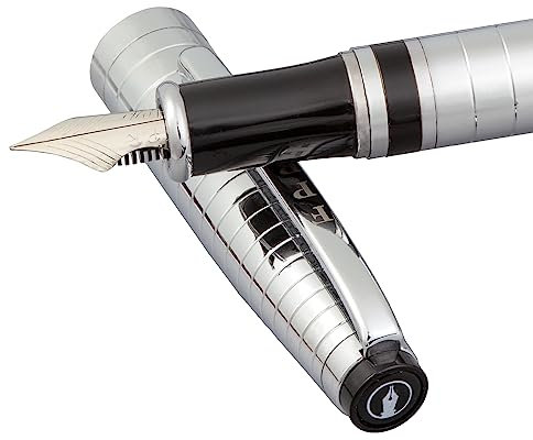 FPR Ambassador Ultra Flex Nib Fountain Pen Set, Chiseled Chrome - Refillable Pen w/Cartridges & Converter - Calligraphy Pens for Writing, Journaling & Gifting - Luxury Pens For Smooth Strokes