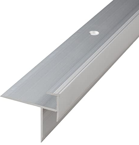 PROVISTON | Treppenkantenprofil | Breite:38 mm | Höhe:35.4 mm | Länge:2700 mm | Winkelprofil | Metallprofil | Aluminium eloxiert | Silber | Gebohrt | 1 Stück