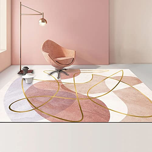 Teppich antirutsch Teppich,Waschbarer Rutschfester Teppich Rosa Lila Gelb Geometrisches Design dielen- & flurmöbel,bathroom rug 200x300cm
