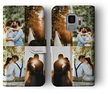 Tirita Personalised Custom Photo Wallet Flip Phone Case Compatible with Samsung Galaxy S10 Plus - [04- Four Photos Collage Horizontal]