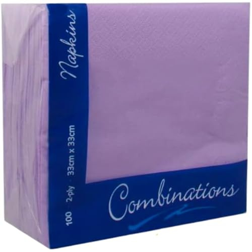 Venuscello® 100 x Serviettes Paper Napkins Lavendar Disposable Recyclable Tissue 2-Ply 33cm for Catering Wedding Birthday Parties
