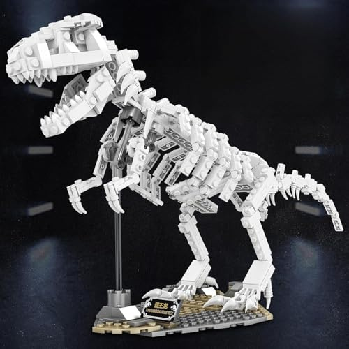 Jurassic Dinosaurier Skelett Baustein Set, kreatives T-Rex Luminous Bauspielzeug für Erwachsene, leuchtet im Dunkeln, Weihnachts-, Halloween- und Neujahrsgeschenk für Erwachsene(435 Teile)