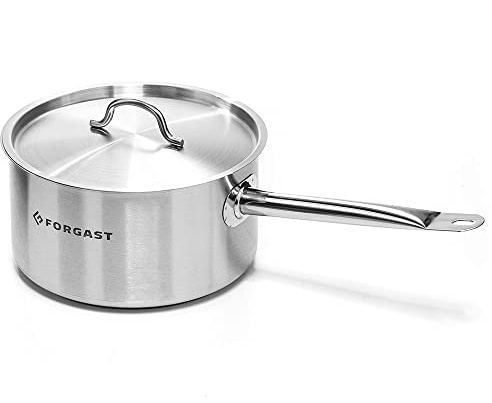 FORGAST Casserole avec Couvercle Inox 6 Litres 24 cm Induction Marmite | Grand Faitout Professionnel 3 Couches, Poignée Isolante, Casserole Tout Feux, Lave-Vaisselle, Traiteur