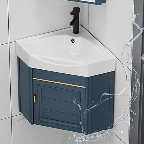 Mobile da Bagno Sospeso con Rubinetto,Lavabo in Ceramica Sospeso Triangolo,Sospeso a Parete Lavello da Cucina,Lavandino Salvaspazio,per Interno Esterno Ristorante Giardino Lavando,Moderno ed Elegante
