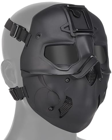 ACEXIER Taktische Wild Maske Jagd Vollgesicht Outdoor Schutz Airsoft Camouflage Leichter Helm (Black)