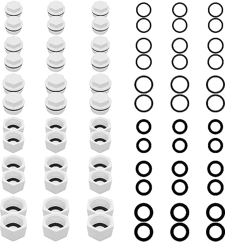 36Pcs BSP Thread Screw Blanking Cap Sealing Cap，PPR 1/2 3/4 1 Hex Male Blanking Plug with Gasket/Washer for Washing Machine Dishwasher Taps Pipe
