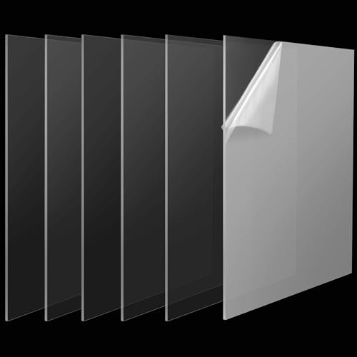 CHEUKYIU 6 Stück 30x30cmx3mm Acrylplatte Transparente Acryl Platten Klare Kunststoffplatte Acrylscheiben für DIY Kunst und Handwerk Projektausstellung Melerei