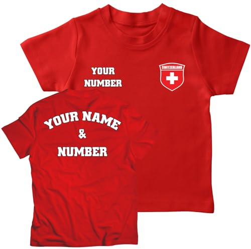 lepni.me Maglietta da Calcio per Bambini | Maglia Personalizzata con Il Tuo Nome e Numero | T-Shirt per Ragazzi Svizzera Calcio 2026