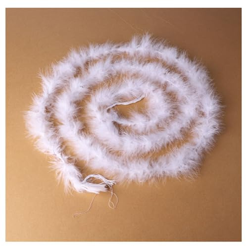 Hrlace 200cm Marabu Federboa 10g Flauschige Marabu Boa zum Basteln Natürliche Truthah Feder Boa Tlauschige Feder Girlande Weihnachtsgirlande DIY Kostüm Tanzen Hochzeit Cosplay Partydeko Weiß