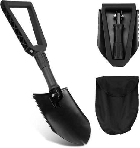Pala pieghevole campeggio Vanga pieghevole Nero Pala Portatile in Acciaio al Carbonio Portatile Vanga, Per Campeggio, Escursionismo, Attivit, Car