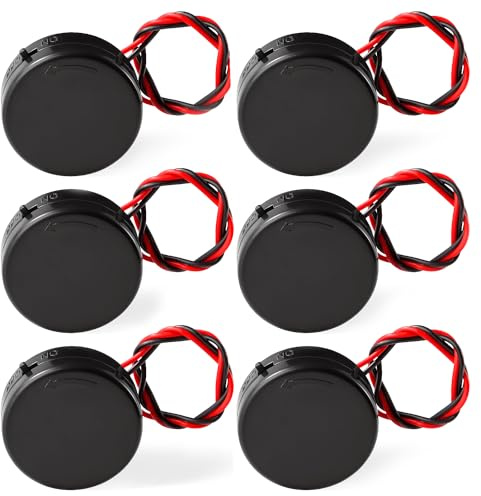 KUOQIY 6 PCS 2 x 3V CR2032 Round Battery Holder Socket, CR2032 Button Cell Battery Holder Socket with On/Off Switch and Cover, 3V Battery Holder with Switch, Toggle Switch, Black