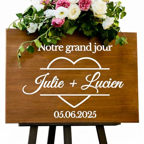 Sticker pour panneau de mariage personnalisé, couleur, typo, motif, taille au choix, bienvenue au mariage de, accueil cérémonie, mariage champêtre, fête, autocollant