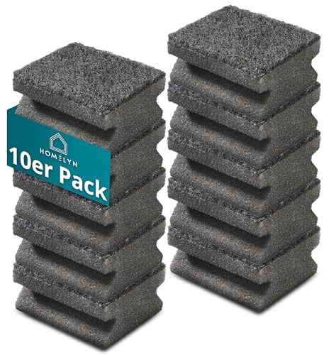 HOMELYN Spugne per lavello, 4 x 7 x 9 cm, grigio, a doppio strato, lato morbido e lato abrasivo, per pentole, padelle e stoviglie, utensili da cucina, spugna per la pulizia, spugna per la pulizia