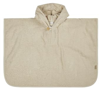Sterntaler Poncho Dino Rexi - Kinder Badeponcho aus saugfähiger Baumwolle - Badetuch Poncho zum einfachen drüberziehen - Baby Badeponcho mit niedlichen Zacken auf der Kapuze, beige
