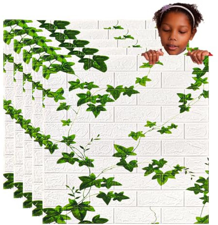Lot de 30 panneaux de papier peint brique blanche de 70,6 x 76,2 cm, autocollants amovibles pour murs, panneaux de revêtement mural en mousse PE imperméable, carreaux de plafond pour salon, cheminée,