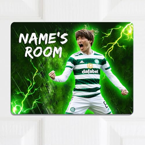 Personalised Kyogo Bedroom Door Sign Football Legend Room Name Plaque Children's Boys Glasgow Football Player Kids Birthday Gift NLD40