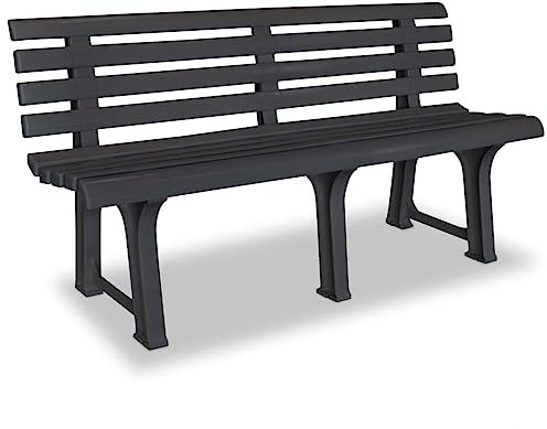 SDWEHO7 Gartenbank Wetterfest, Outdoor-Bank, Terrassenbank, 2-Sitzer Balkonbank, Sitzbank mit Rückenlehne, Parkbank für Terrasse, Balkon und Garten, 145,5 cm Kunststoff Anthrazit