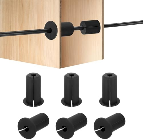 HiPicco 6Pcs Wall Grommets for Cables 3/4-Inch Silicone Cable Wall Bushing Feed Through Cable Routing Kit Accessories Wall Cable Pass Through for Ethernet with 7mm Hole, Black