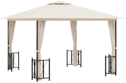 Gartenpavillon Pergola Terrassenüberdachung Pavillons - Pavillon mit Seitenwänden & Doppeldach 3x3 m Creme für Festival Terrasse Camping Party
