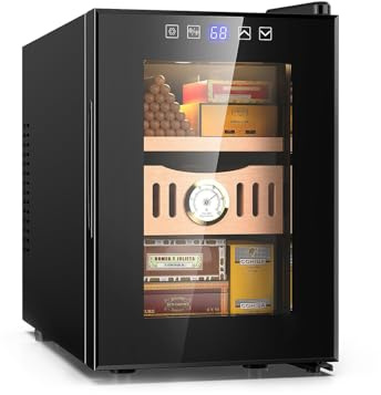 Avilia Minikylskåp bär 100 cigarrer 18 l svart 55 W kompakta mått 26,5 x 51,5 x 39,3 cm - Luftfuktare för cigarrer med justerbar temperatur och två bekväma trähyllor - system