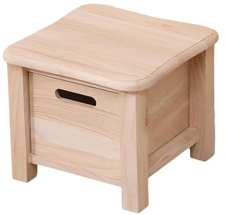 Milageto Taburete de Madera para Almacenamiento, Taburete para Cambiar Zapatos, decoración, Resistente, no Necesita ensamblaje, con cajón con Bordes, Madera, 30cmx30cmx25cm