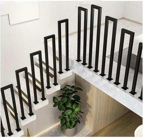 Iron il per scale a forma di U ringhiera per interni ed esterni per sottotetto portico ponte nero 65 cm