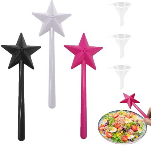 XJLyaya 3 Pezzi Saliera Bacchetta Magica, Con 3 Imbuto, Bacchetta Magica A Forma Di Stella, Bacchette Magiche Per Sale E Pepe, Per Strumenti Forniture Da Cucina Per Bbq Campeggio Casa Ristorante