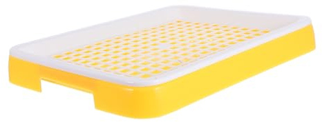 Milisten Rabbit Litter Box with Grate, Yellow Plastic Toilet Tray for Cages | Versatile Use, Portable Outdoor Use, Rectangular Square Profile, Separation Design, Fits Guinea Pig