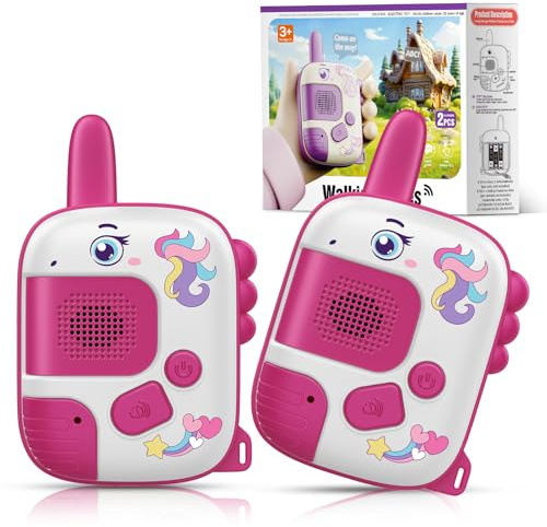 Wootoyz New 2PCS Walkie Talkies for Kids, Unicorn Toys for Girls Age 3 4 5 6 7 8 Girls Outdoor Toys for 4-9 Year Olds Kids Walkie Talkies Gifts for 3-8 Year Old Girl Birthday Present