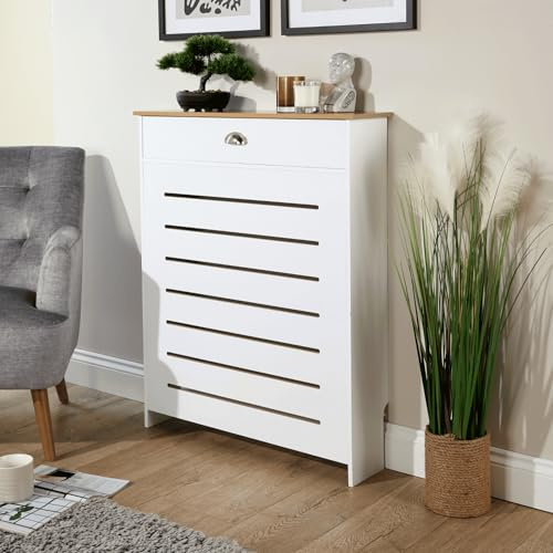 Home Source Batley Small Radiator Cover with Storage Drawer, White