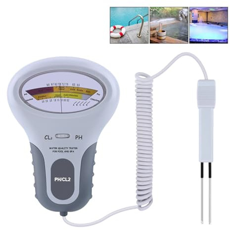 QZCX Testeur Eau, Testeur de Chlore résiduel Portable 2 en 1, testeur de pH et de Chlore PC-102, Appareil de Mesure de la qualité de l'eau