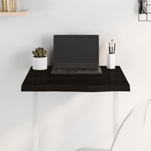 QJBSAVVA Tavolo 60 x 60 cm, in legno di quercia massiccio, marrone scuro, con bordo naturale, moderno piano in legno come piano di lavoro, cucina o esterno, tavolo da bistrot per sala da pranzo