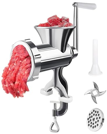 Tritacarne manuale – Pesante manuale | Tritacarne a mano con 3 beccucci per salsicce | Per dormitorio domestico ristorante appartamento locazione carne di manzo pepe fungo