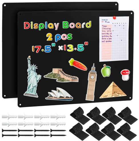 MAXECHO 2 Pack Black Magnetic Bulletin Board, 17.5×13.5 Magnet Boards for Wall, Cabinet to Display Photos, Notes