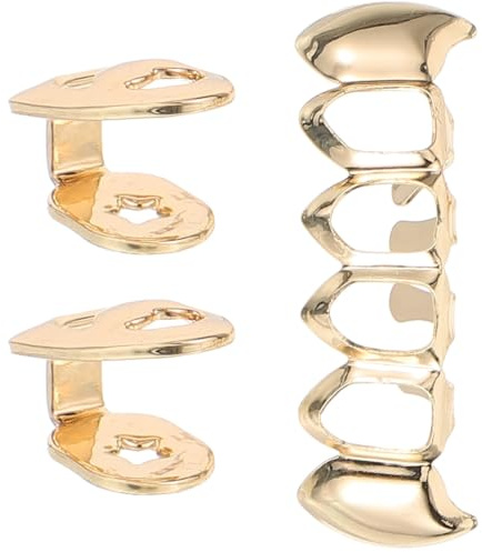 Tofficu Hip Hop Zahngrills aus Metall in Gold Langlebig und Leicht für Partys und Auftritte Dekorativer Zahnschmuck für Rapper und Cosplay