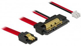 DELOCK Kabel SATA 6 Gb/s 7 Pin Buchse + 2 Pin Strom Buchse > SATA 22 Pin Buchse gerade (5 V) Metall 30 cm