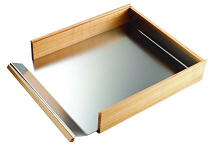 Briefablage aus Holz, für A4, 34 x 23,5 x 6 cm | Dokumentenablage, Kirschholz und Edelstahl, stapelbar