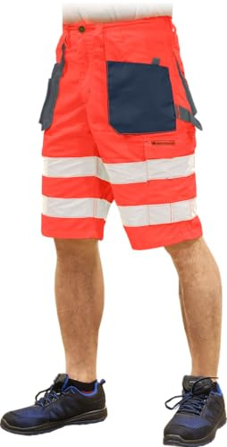 Leber&Hollman Kurze Arbeitshose Sicherheitshose Schutzhose Warnhose Sommer Orange (LH-FMNX-TS) (S)