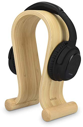 kalibri Kopfhörerhalter Kopfhörerständer Universal Holz - Kopfhörer Halter Headset Halterung - On Ear Headphone Stand - Bambus Holz in Hellbraun