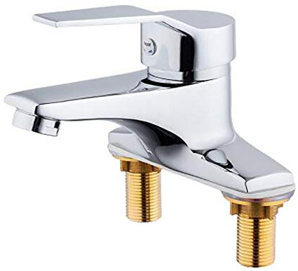 YLXD Kitchen Sink Taps,Kitchen Sink Mixer Taps,Bathroom Basin Taps, Chrome 2 Hole Kitchen Tap Hot Cold Brass Dual Twin Handles Deck Mounted Basin Mixer Faucet